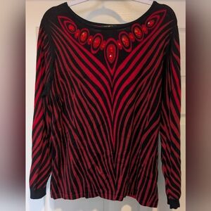 Bob Mackie Red and Black Sweater